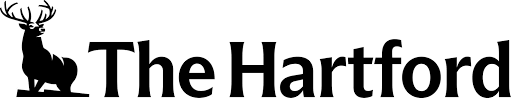 The Hartford logo with a black stag silhouette and text on a white background