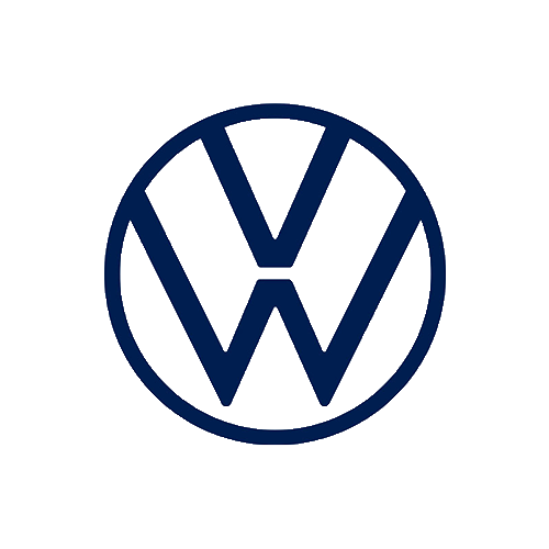 Volkswagen logo in dark blue on a white background