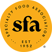 Specialty Food Association logo with black “sfa” on an orange circle and “EST 1952” text