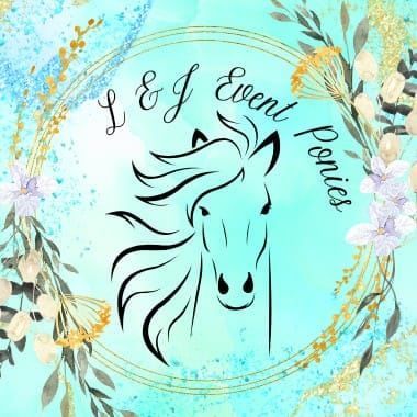 The logo for l & j event planners shows a horse surrounded by flowers.