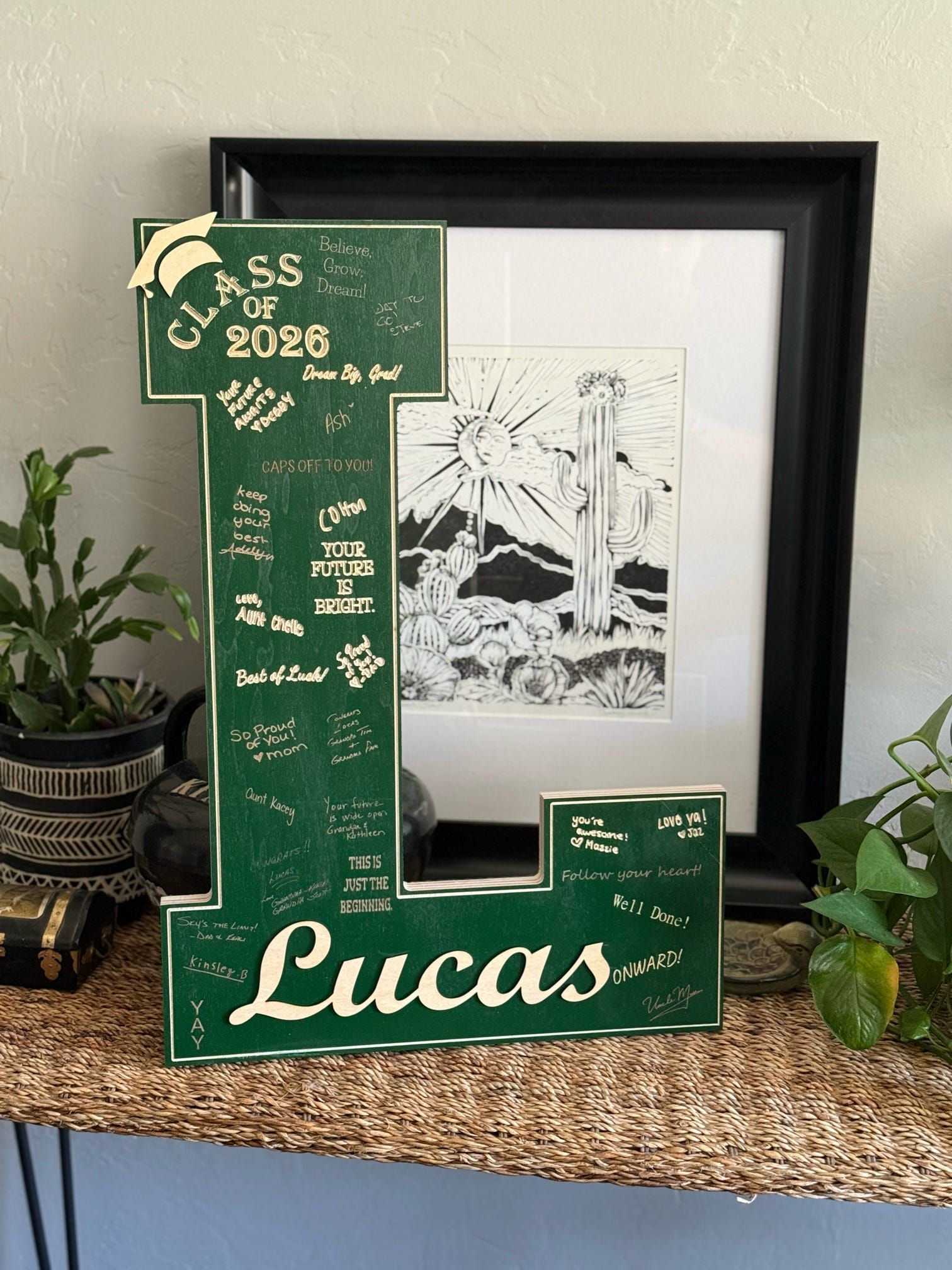 Custom Graduation Letter Plaque with engraved signatures