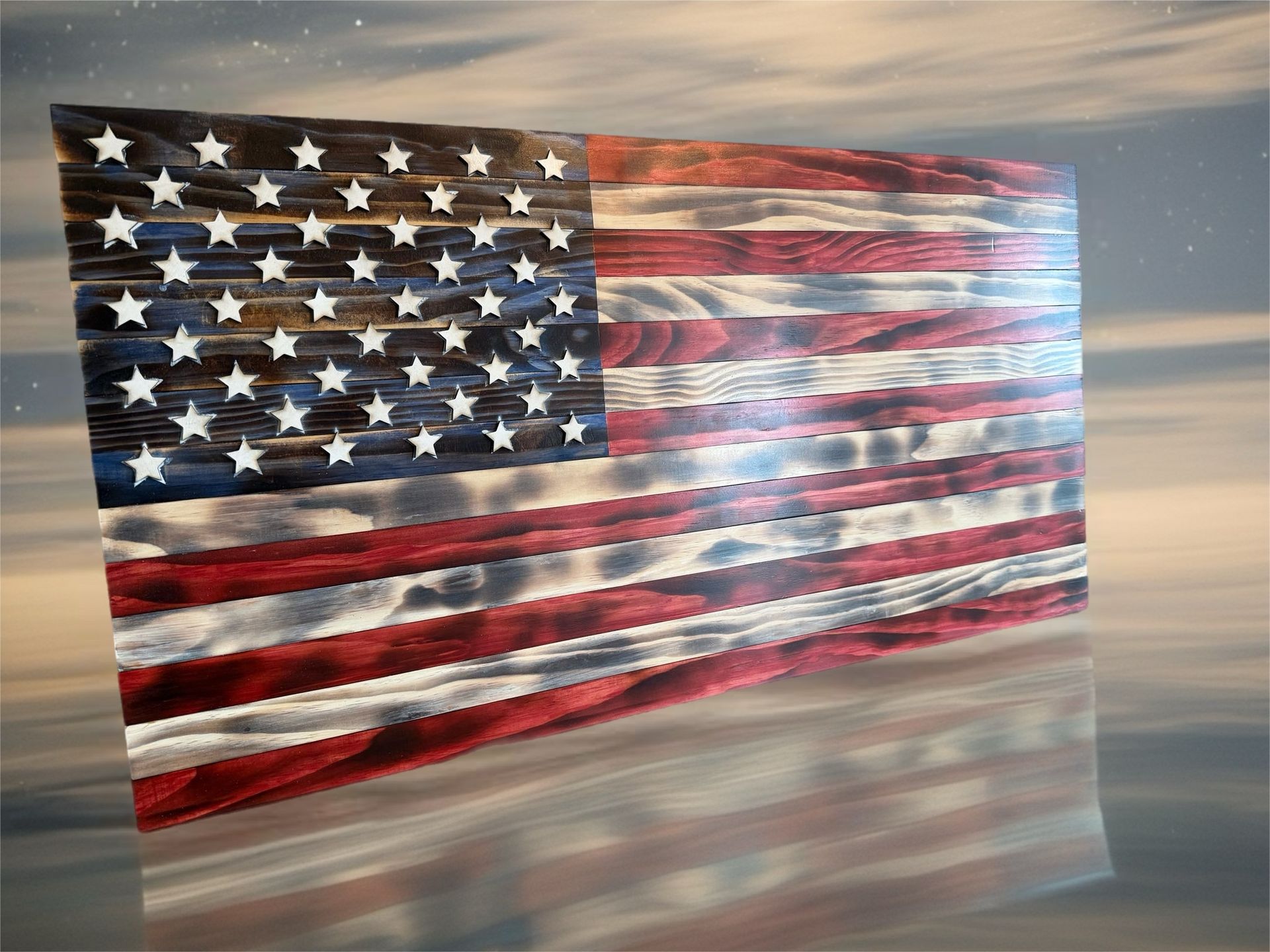 Old Glory Original Flag in Pine and Color Stained 37