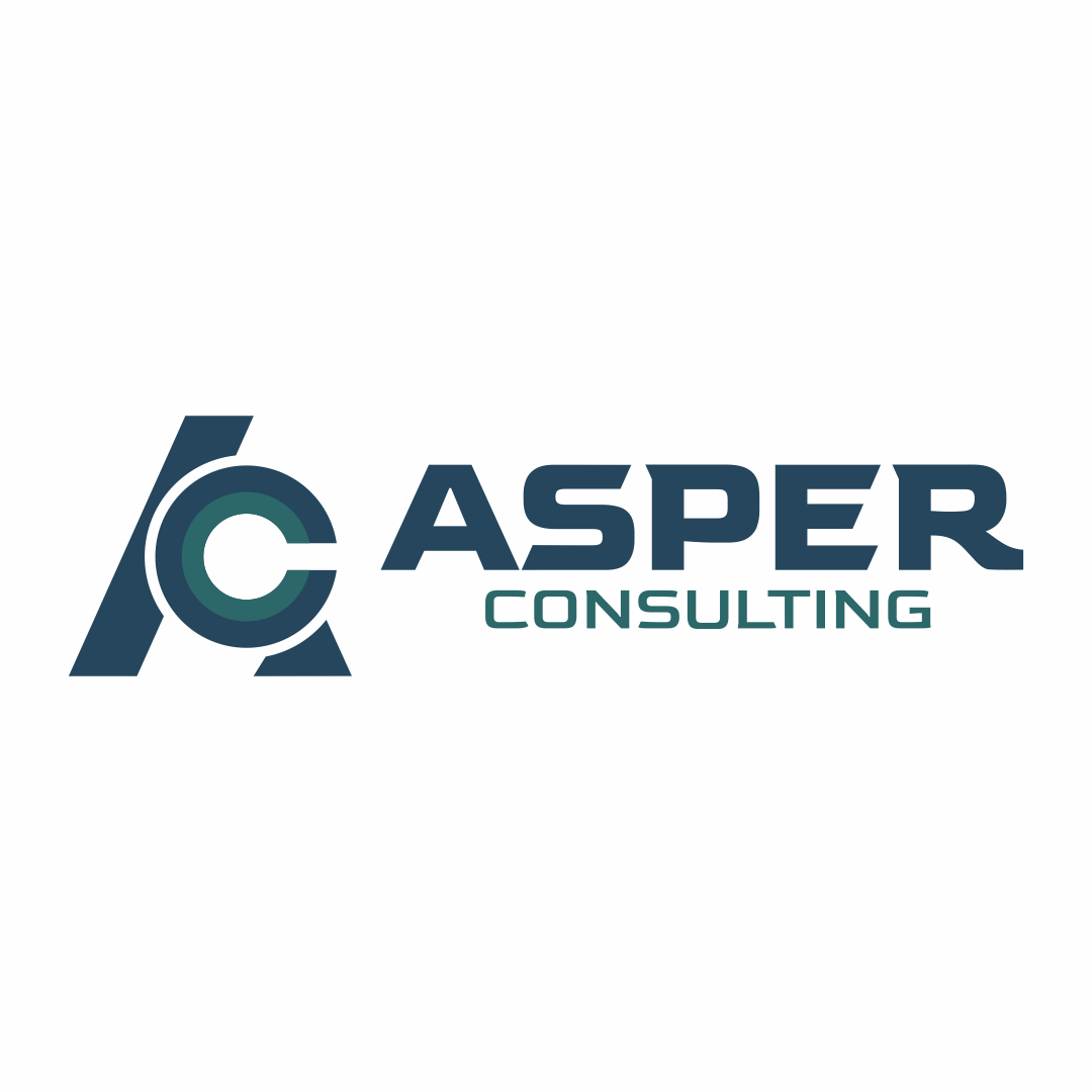 ASPER Consulting logo in blue and teal on a white background