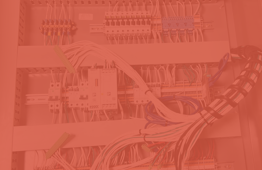 Industrial control panel with organized wire harness assemblies