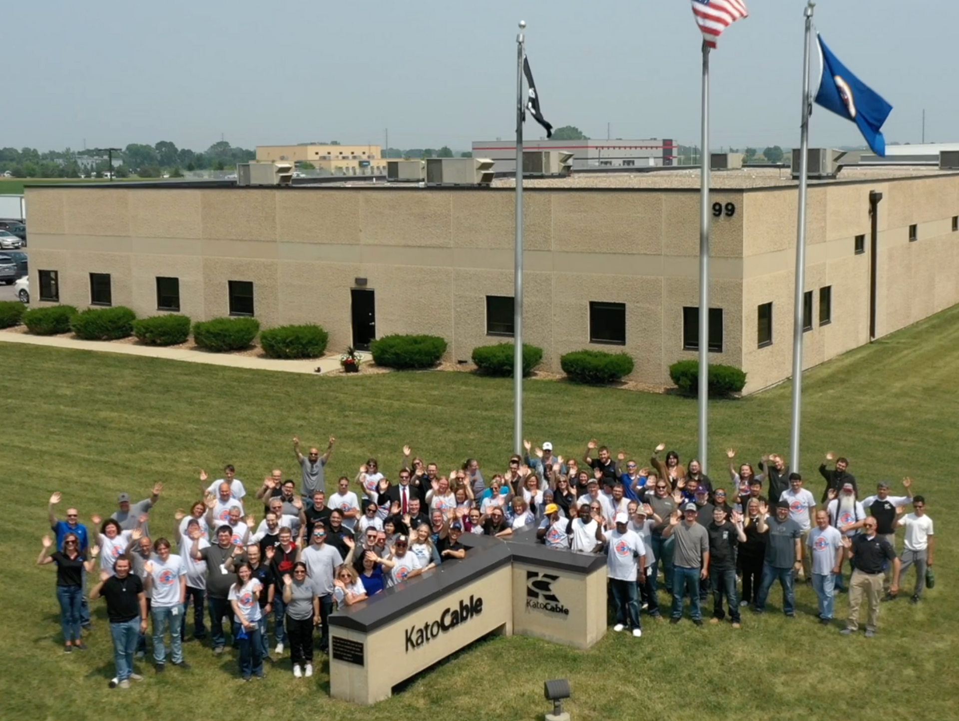 Kato Cable team outside Mankato MN facility showcasing wire harness and cable assembly expertise