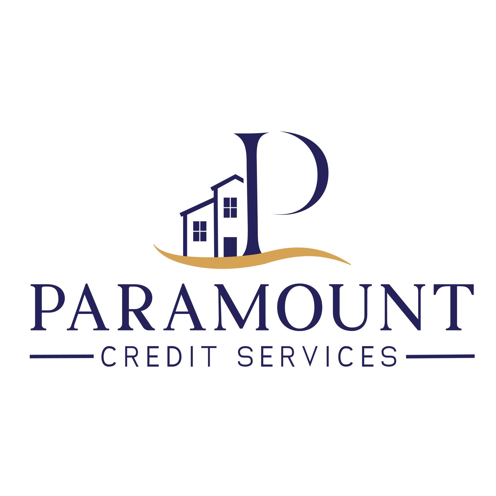 A logo for paramount credit services with a house on it.