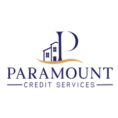 A logo for paramount credit services with a house on it.