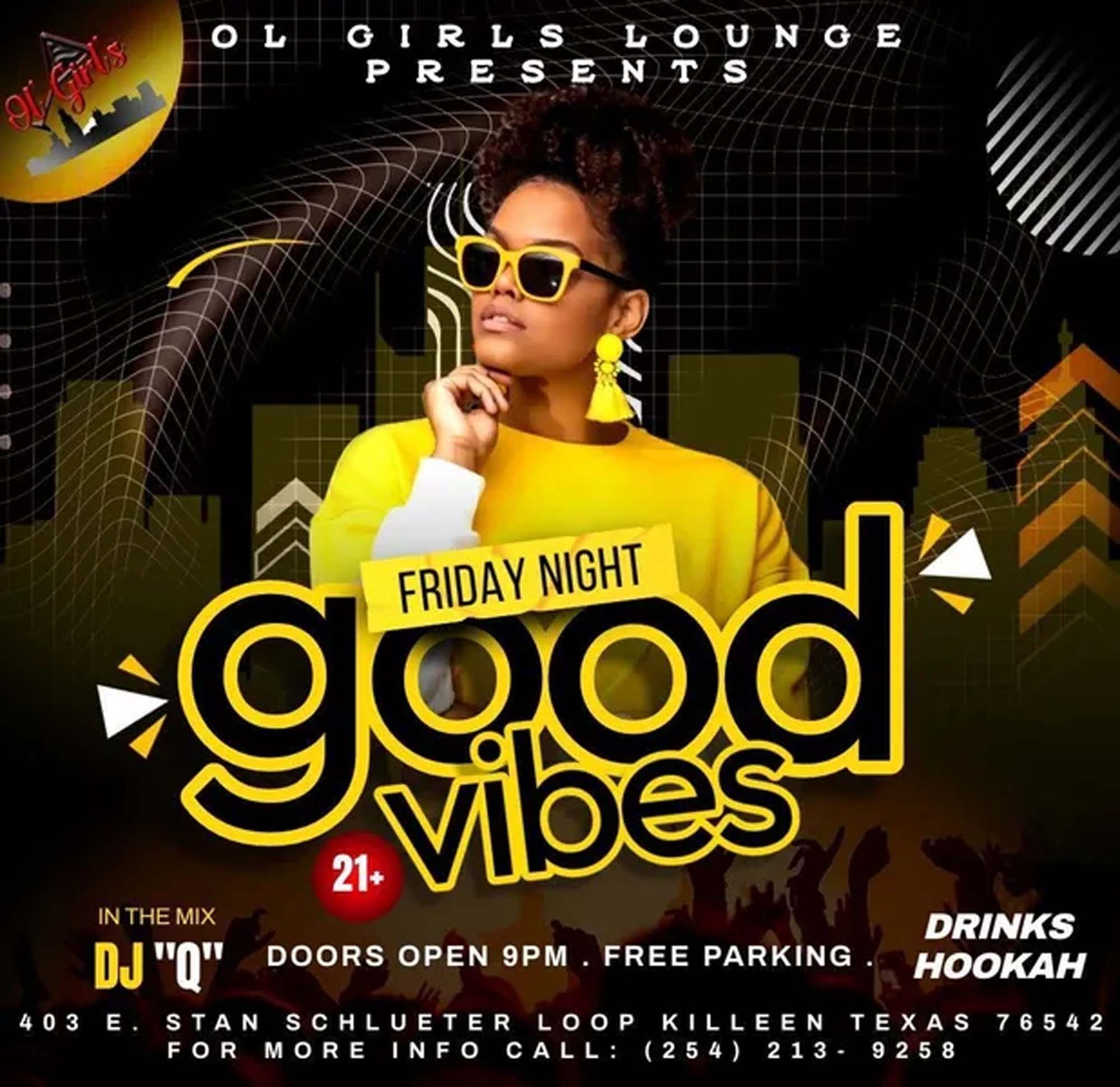 A poster for a friday night event called good vibes