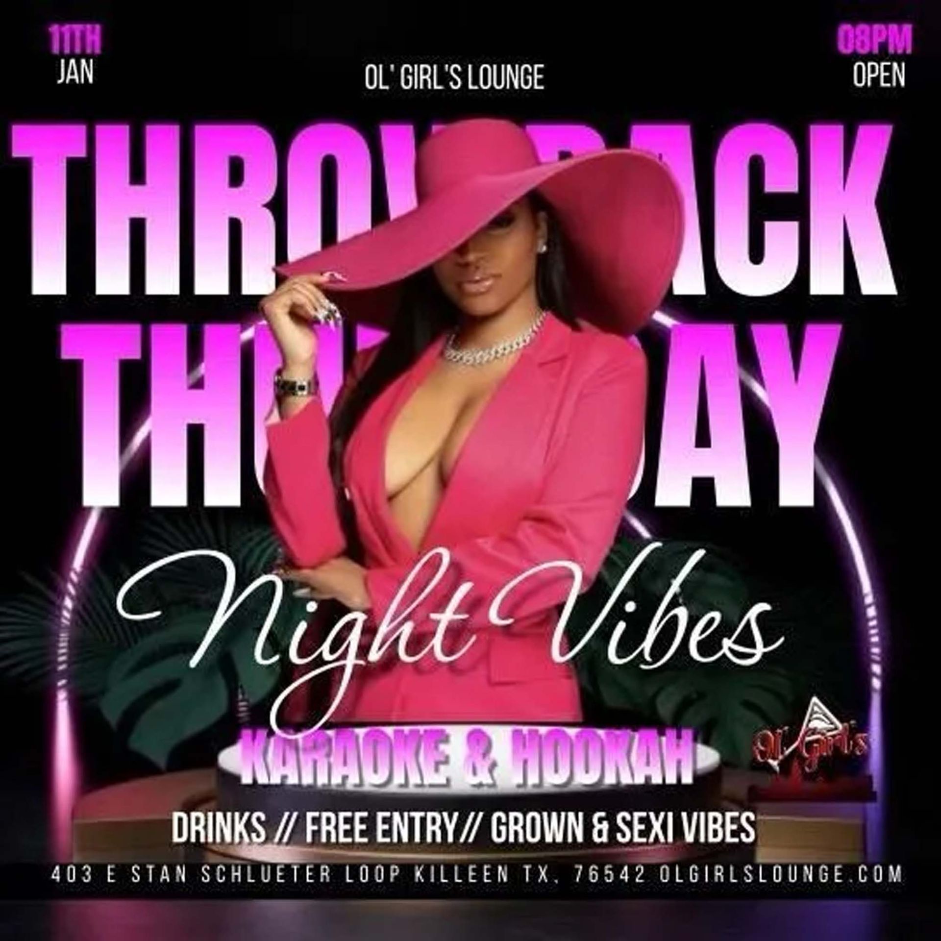 An advertisement for karaoke and hookah called throwback thursday night vibes