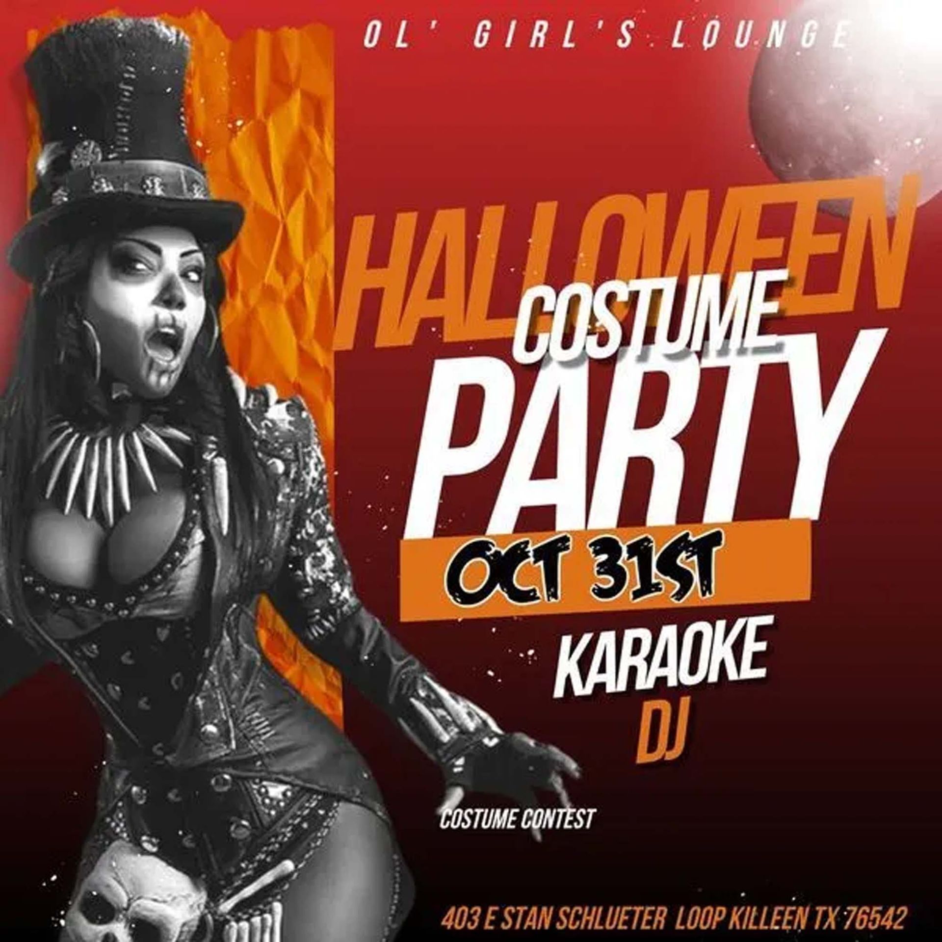 An advertisement for a halloween costume party