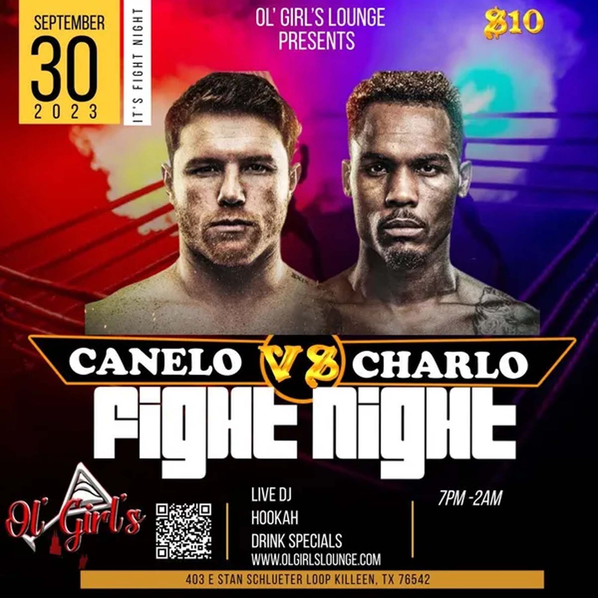 A poster for a boxing match between canelo and charlo.