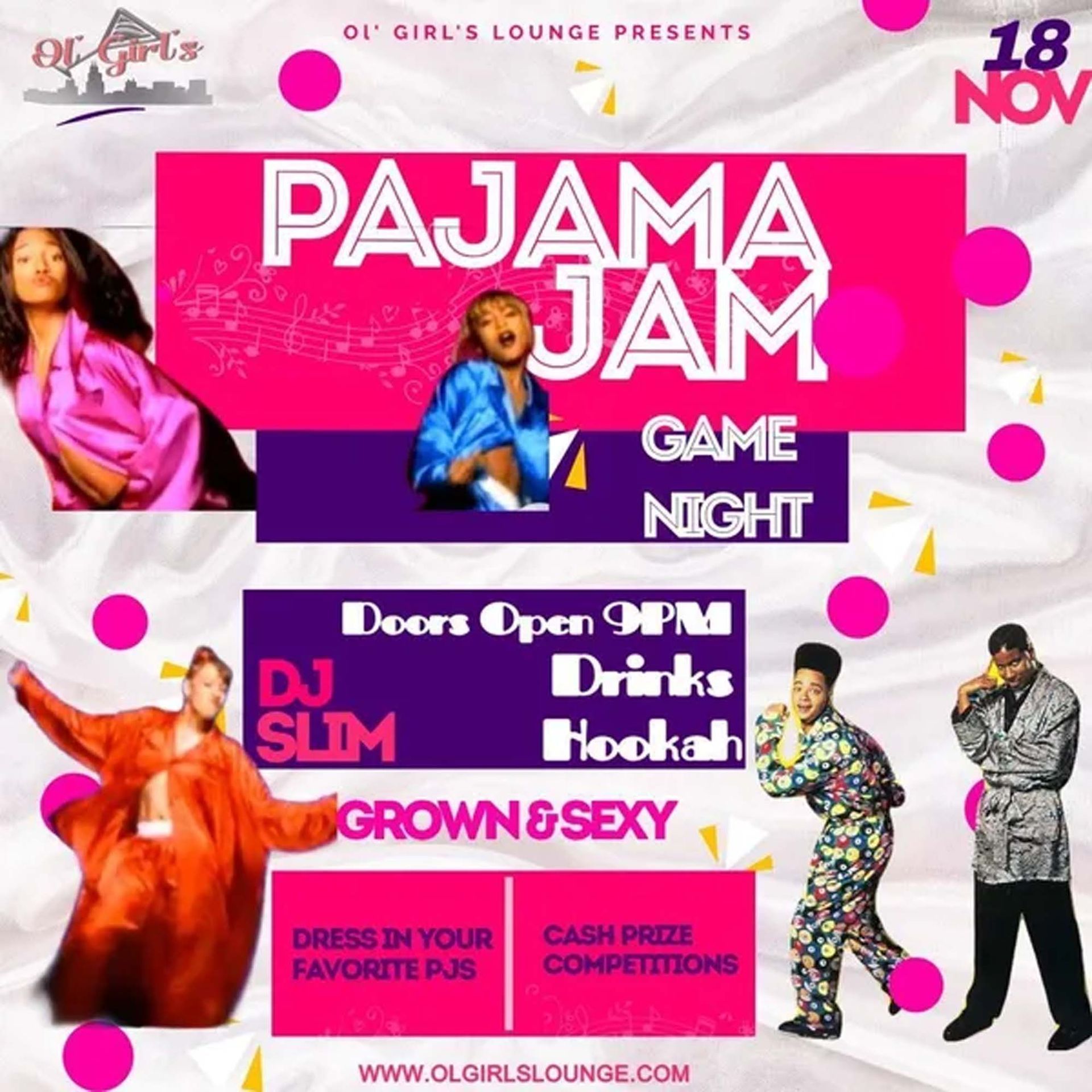 A poster for a pajama jam game night