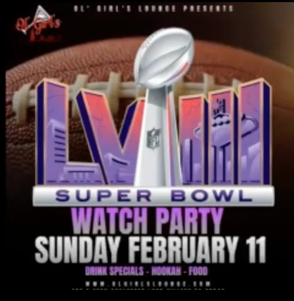 A poster for a super bowl watch party on february 11