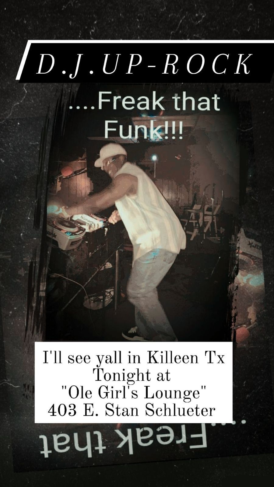 A poster for dj up rock freak that funk