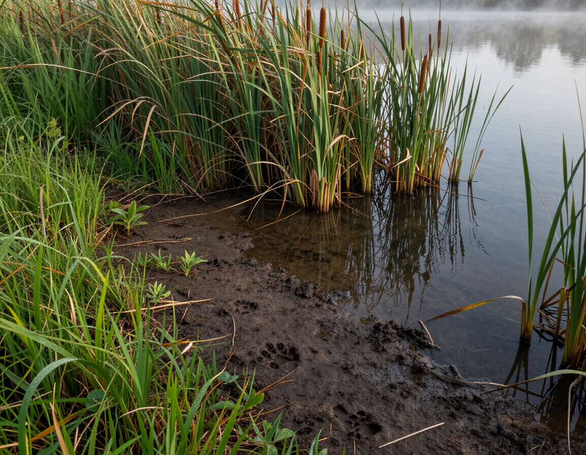 Wetland edge with wildlife sign