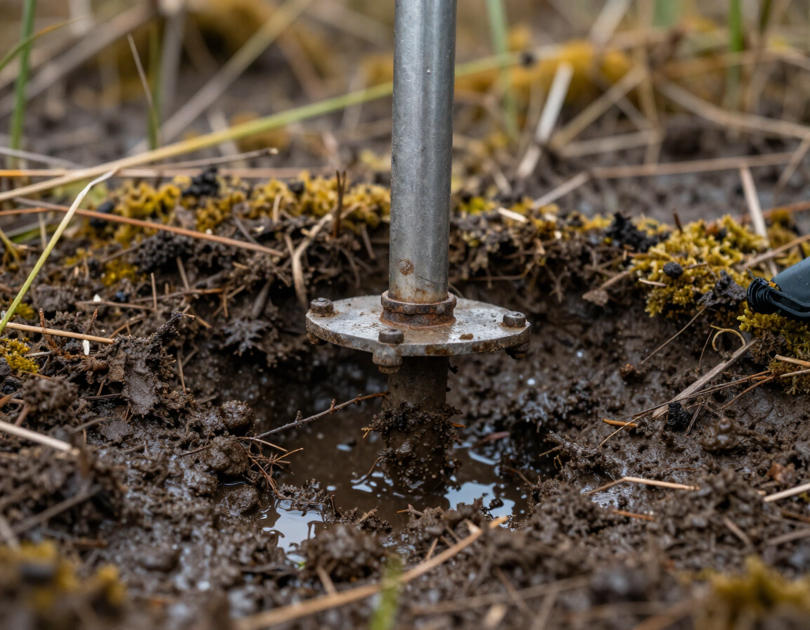 Soil probing in a wetland