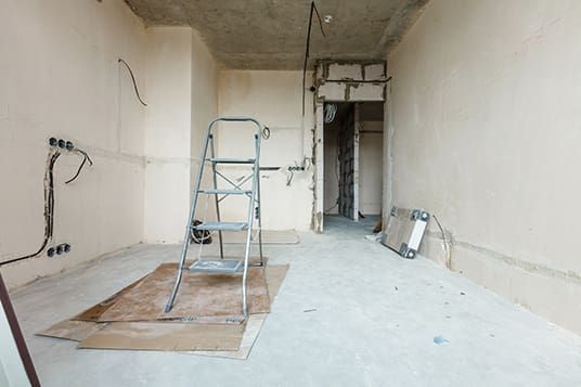 There is a ladder in the middle of the room.