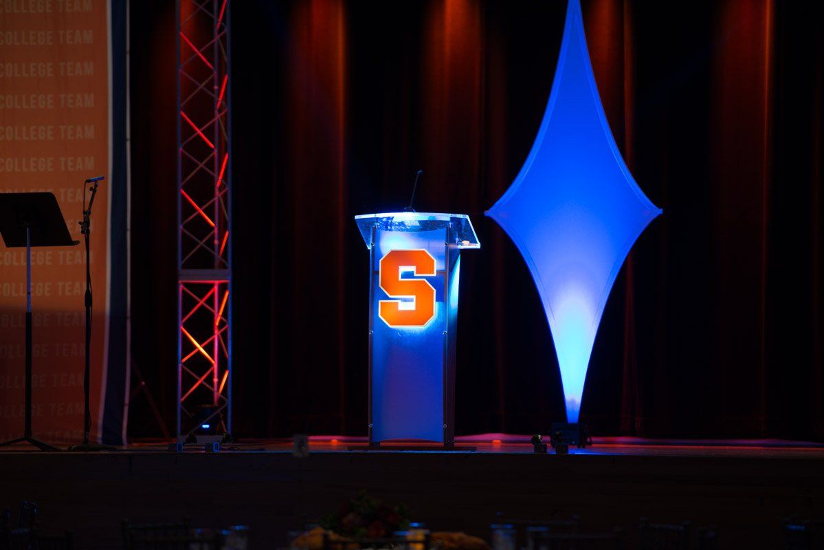 Podium with orange 