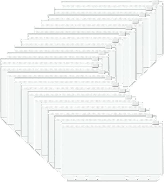Manyin 20 Stks A6 Binder Zakken Clear Rits Voor Budget Enveloppen Planner Losse Blad Zakken 6 Gaten