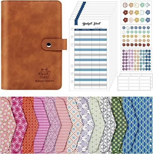 Budgetplanner, budgetmap A6, budgetenveloppen, geldomslag, geldenveloppen voor geld, geldenveloppen voor budgettering, geldenveloppen voor A6, geldorganisator, budgetbladen (bruin)