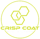 Crisp Coat logo in lime green with hexagon shapes inside a thin circular outline