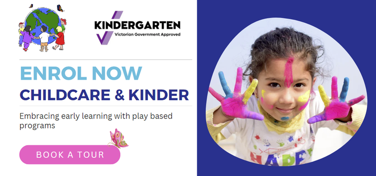 Advertisement for a kindergarten, with text 