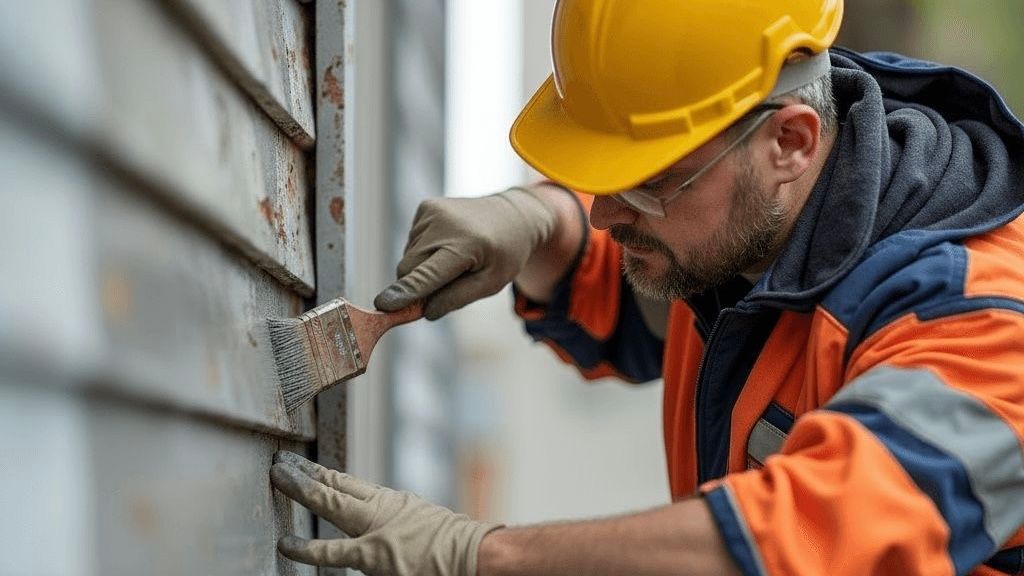 Técnico realizando mantenimiento exterior de una propiedad