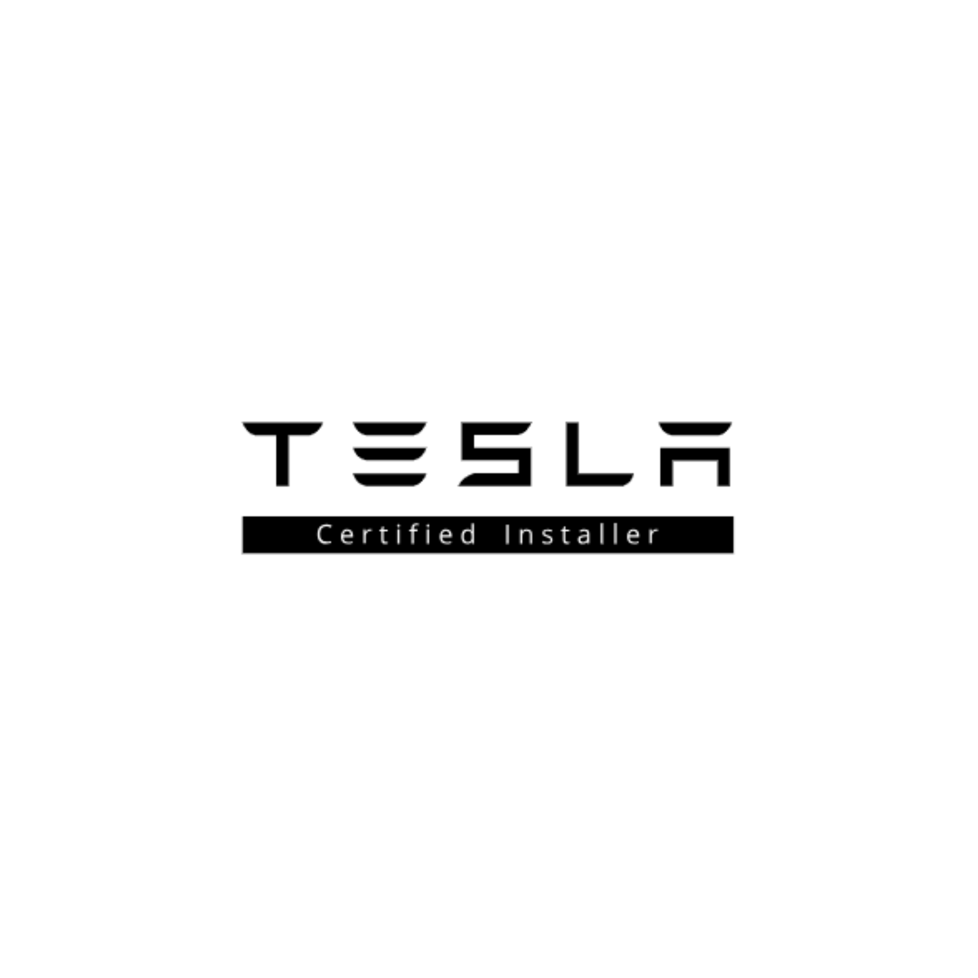 Tesla Certified Installer logo. Text reads