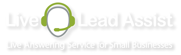Live Lead Assist logo with green speech bubble and tagline “Live Answering Service for Small Businesses”
