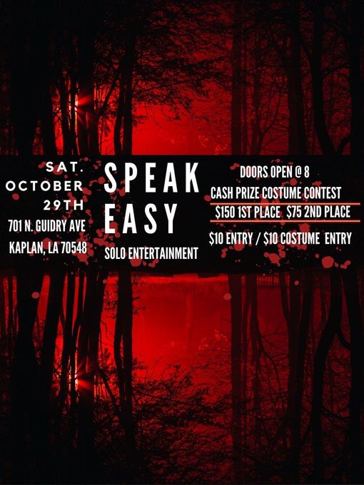 A poster for a speak easy event on october 29th