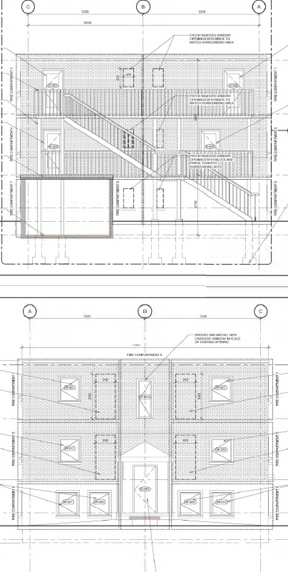 A black and white drawing of a house showing the inside and outside.