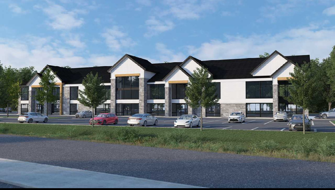 An artist 's impression of a building with cars parked in front of it.
