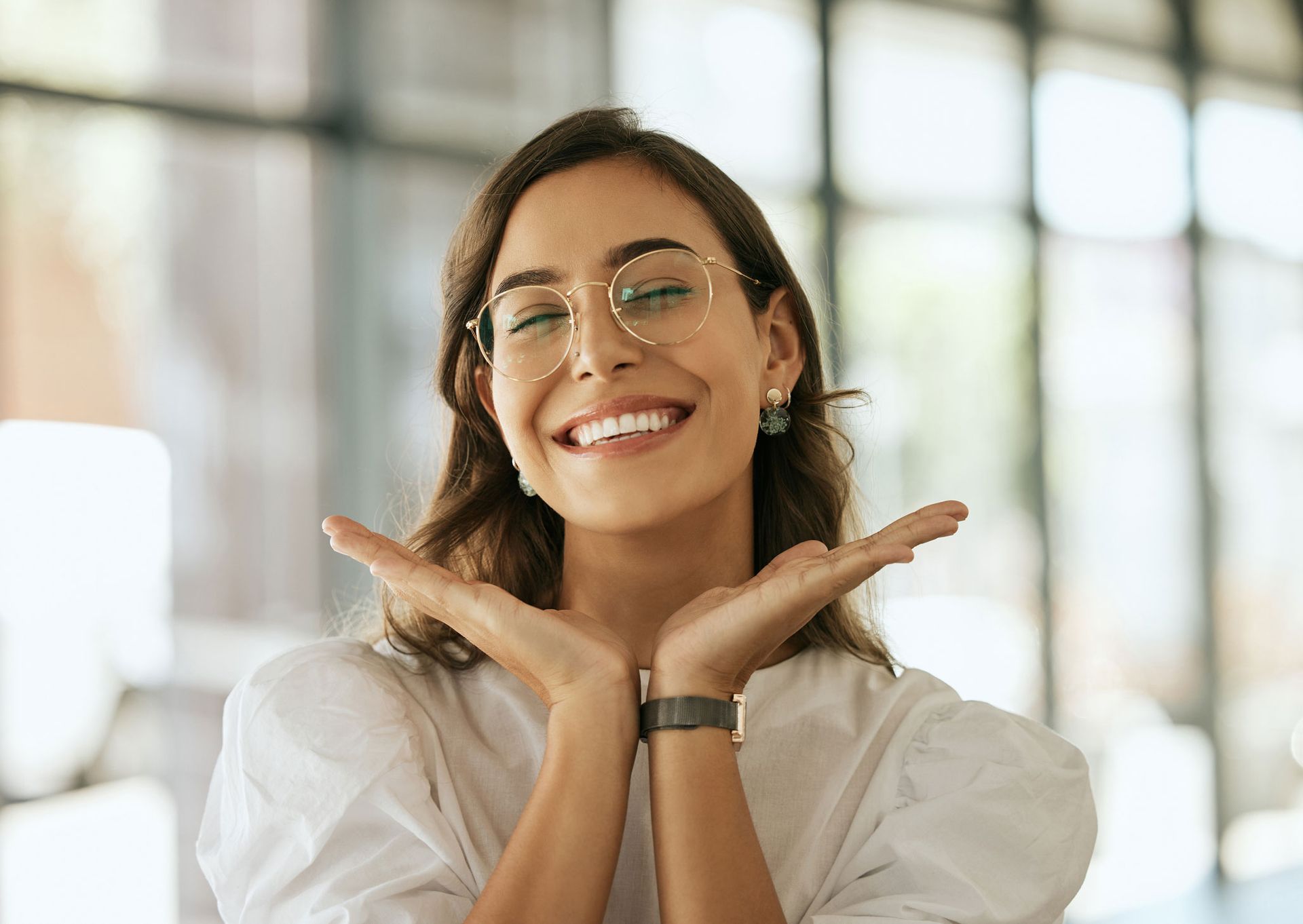 Cheerful Woman with Glasses — Greenup, KY — Morris Eyecare