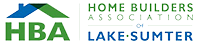 Logo for Home Builders Association of Lake Sumter: a house icon with green and blue roofs, and 
