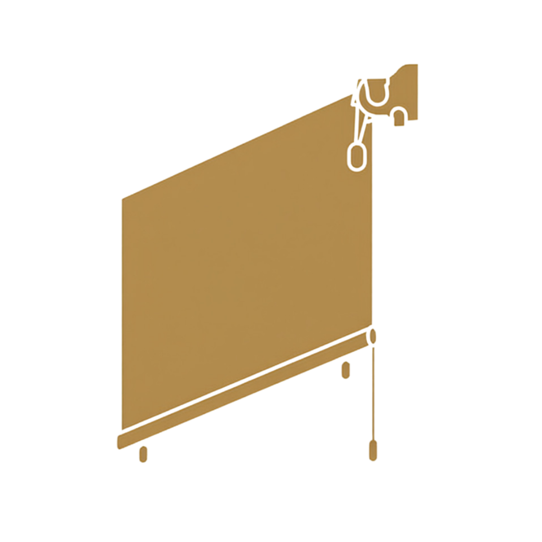 Toldo de caída vertical para control solar, privacidad y protección en espacios exteriores.