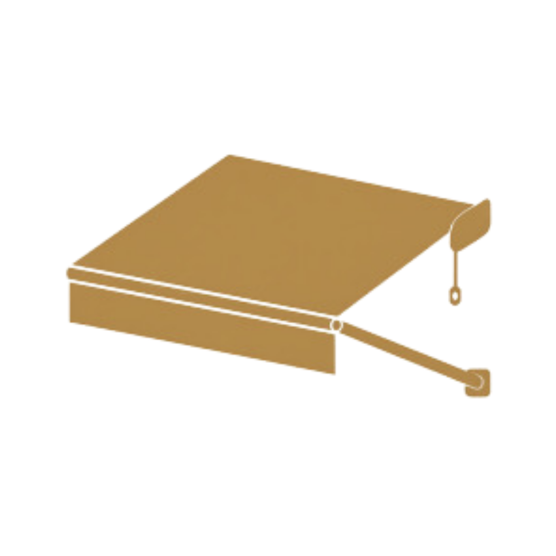 Toldo de proyección a 90 grados diseñado para brindar sombra, protección solar y confort en espacios exteriores.