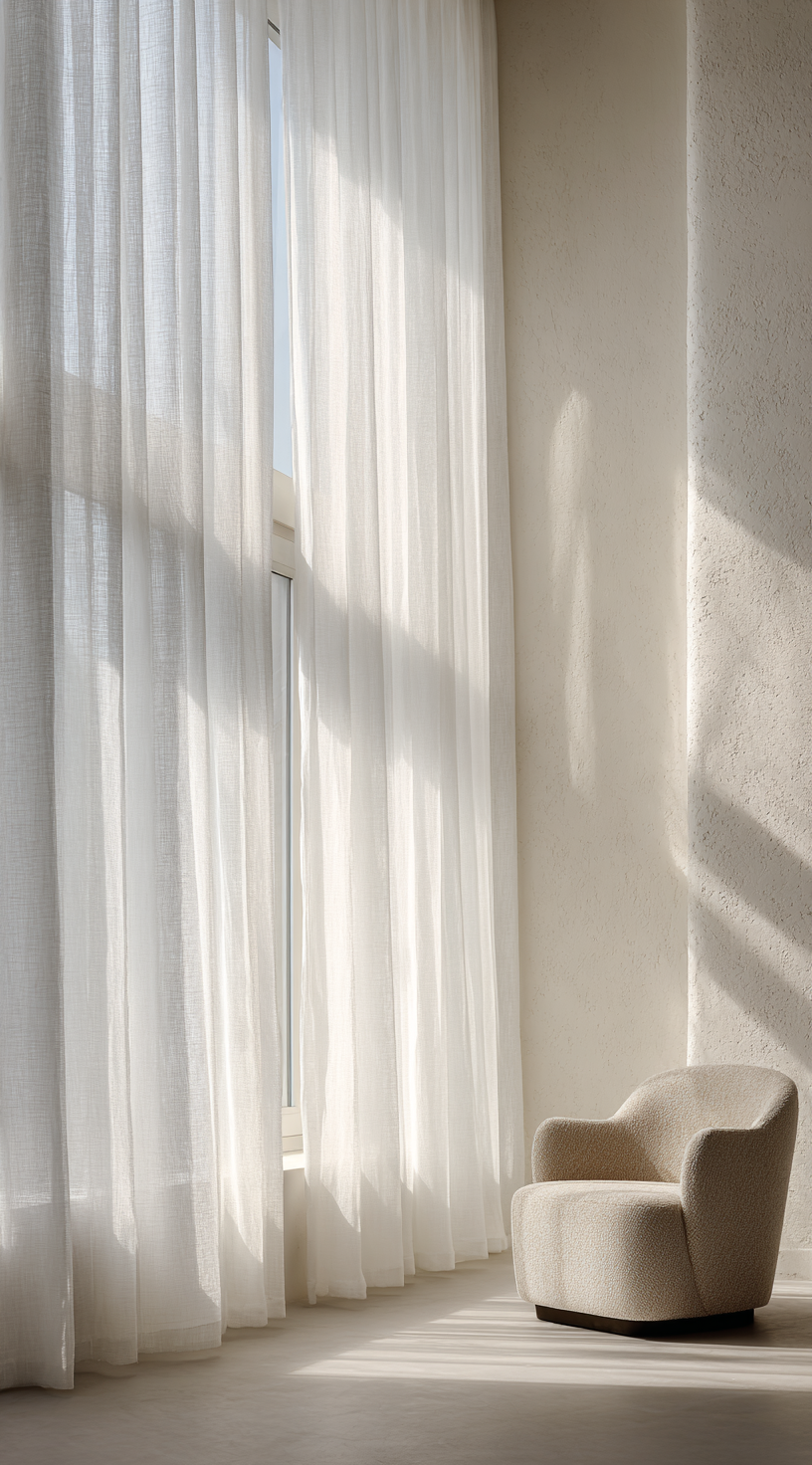 Cortinas confeccionadas a medida para crear ambientes cálidos, sofisticados y perfectamente equilibrados.