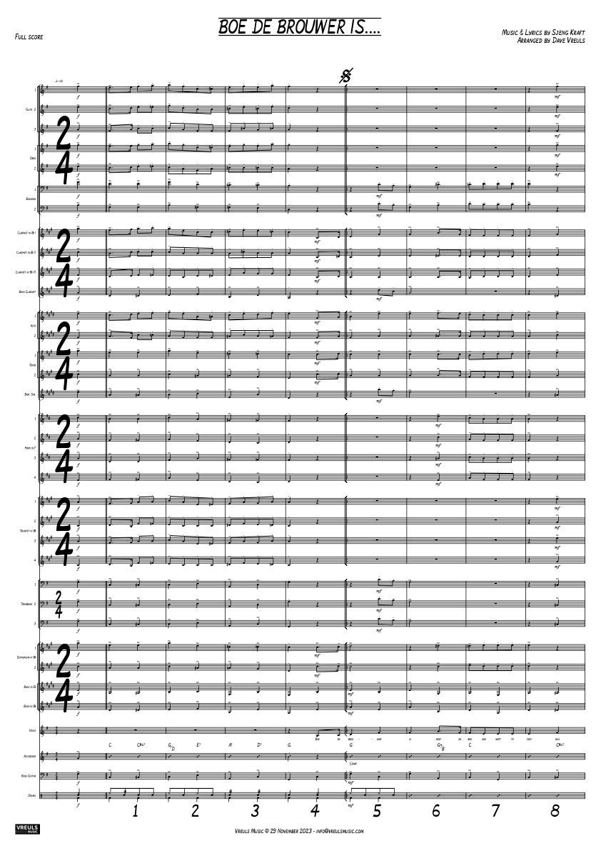 BOE DE BROUWER IS... - Windband + Vocal - Dave Vreuls