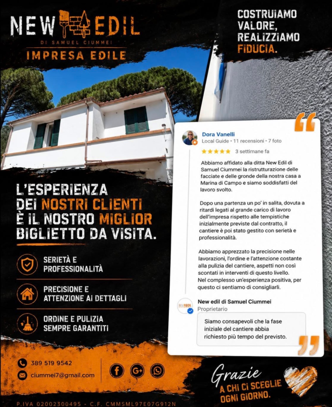 professionalità e esperienza New Edil di Samuel Ciummei Rio Marina (LI)
