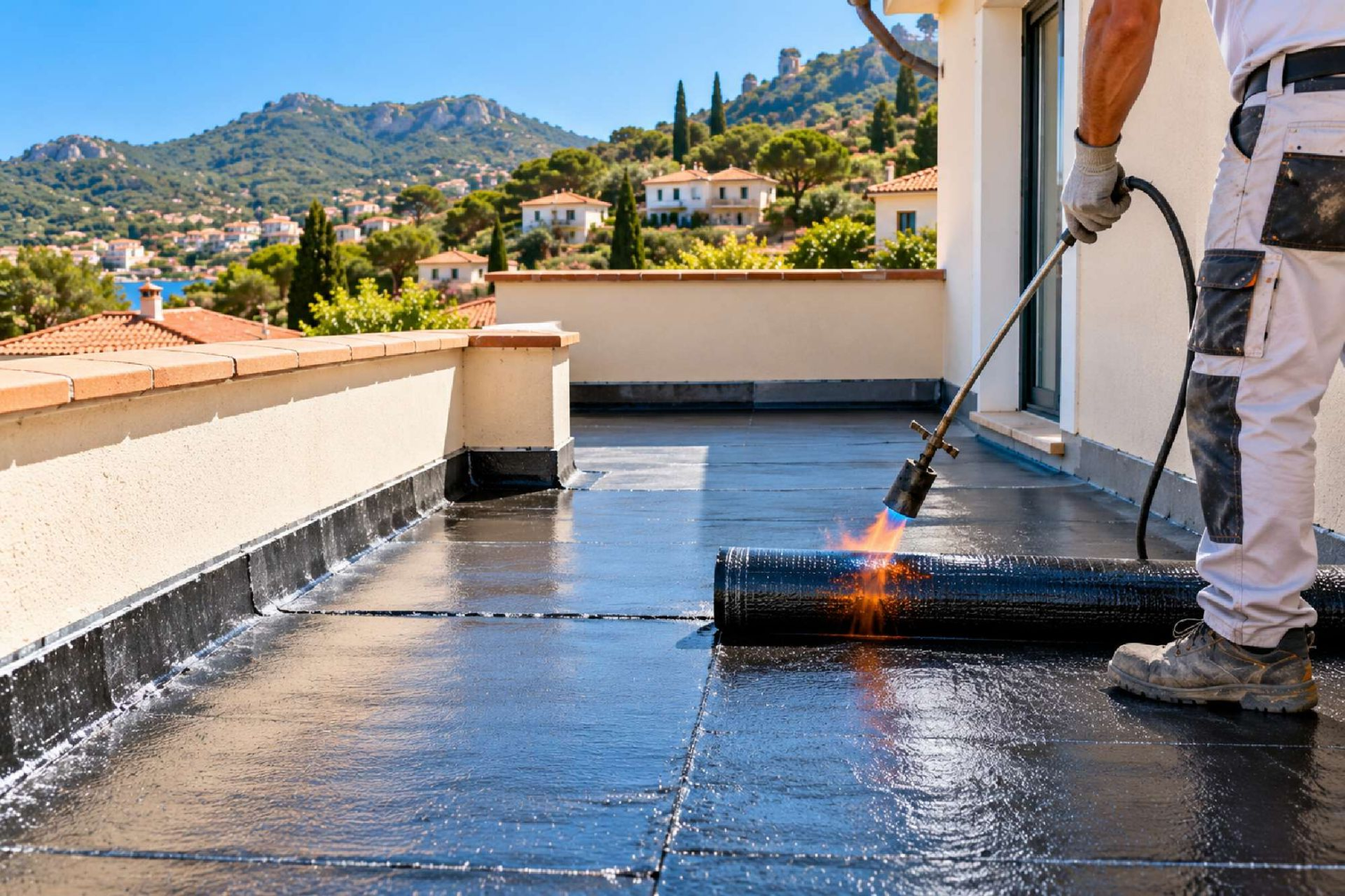 Terrazza residenziale in fase di impermeabilizzazione
