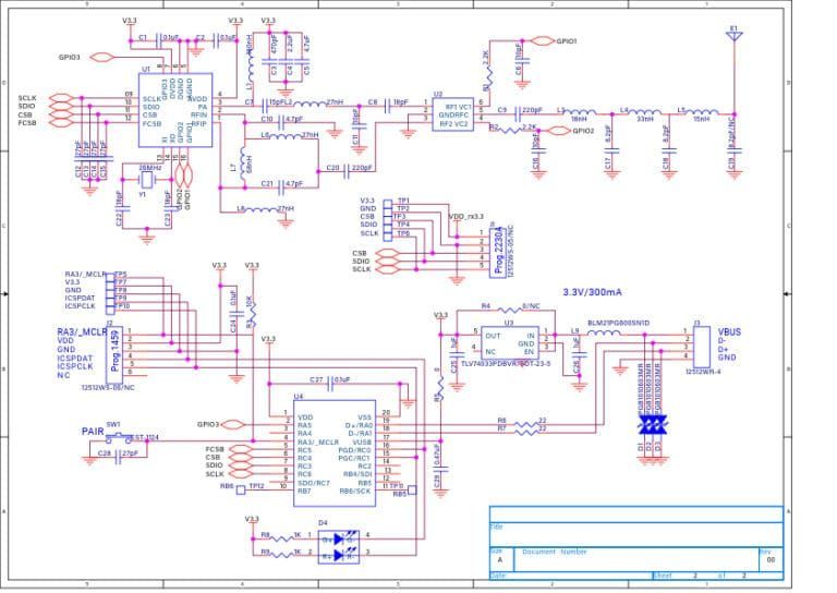 Electronic circuit diagram with components including inductors, resistors, ICs, and connectors.