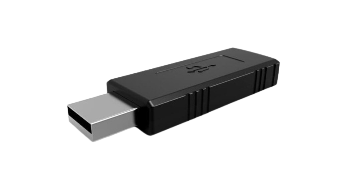 Black USB-A to USB-A adapter. Silver connector, black plastic body with USB symbol.