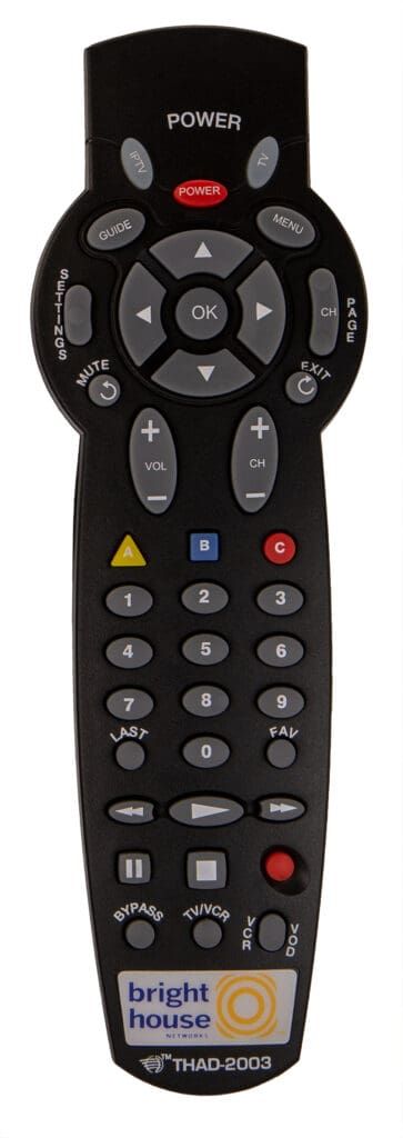 Black Bright House cable TV remote.