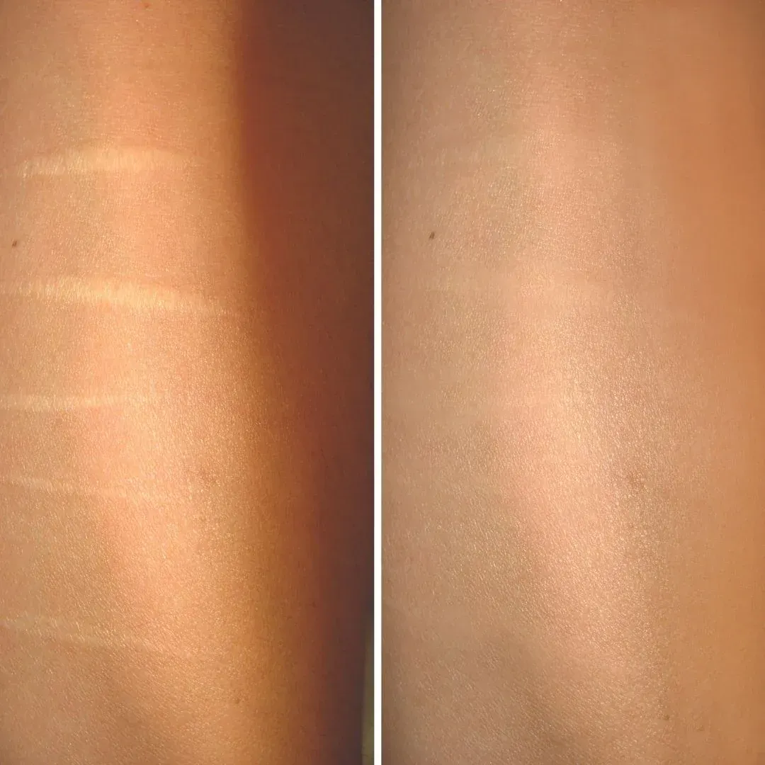 Close-up of two side-by-side skin-toned surfaces with soft light and subtle texture
