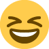 A yellow, circular emoji with closed, squinting eyes and a wide, grinning mouth.