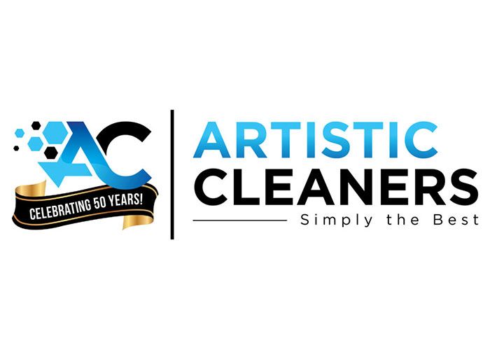 Logo for Artistic Cleaners, featuring a blue
