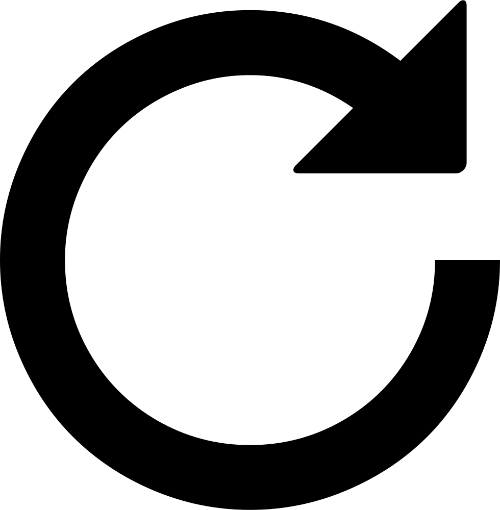 Black refresh icon consisting of a circular arrow pointing clockwise.