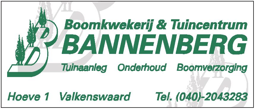 Een groene banier met de naam bannenberg erop