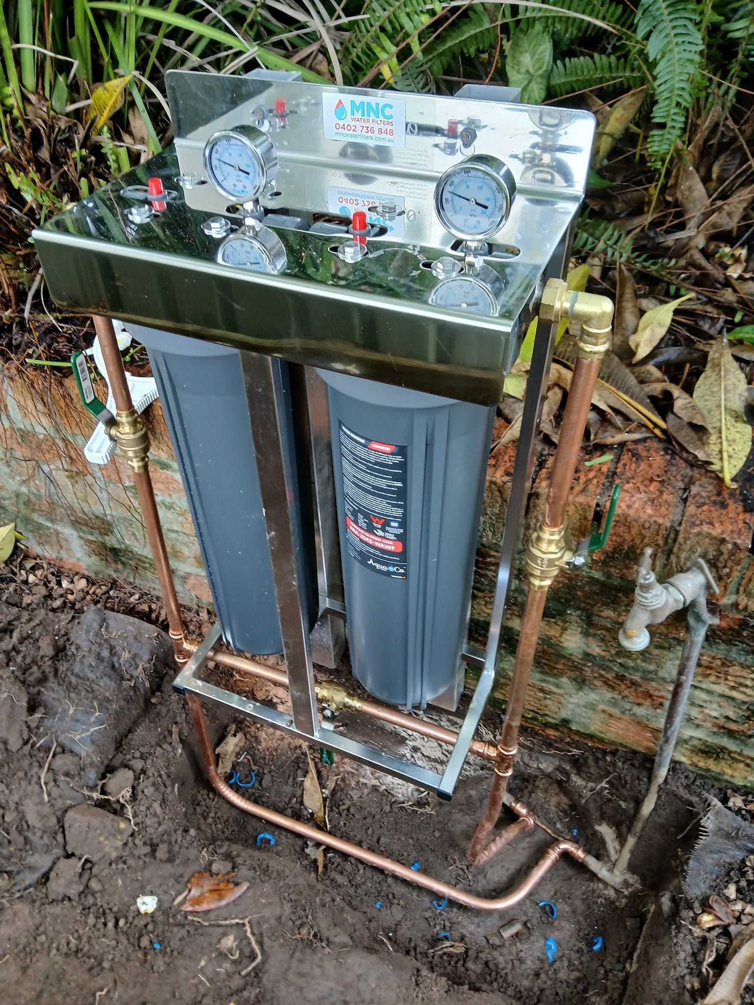 Water Filtration Setup With Metal Tank And Gray Canister — APD Plumbing In Beechwood, NSW