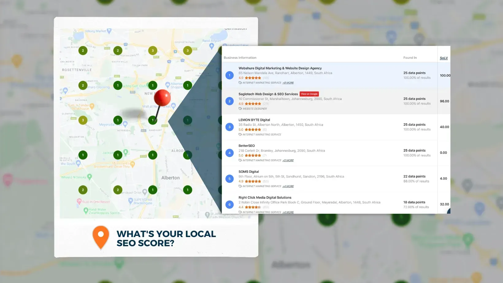 A map with a pin on it and a screenshot of a website.